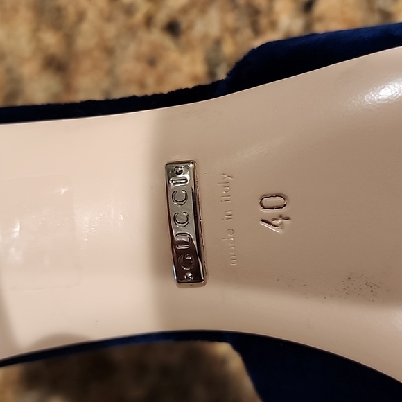 Gucci Madelyn Crystal Logo Cobalt Mules - SZ 40 - Picture 10 of 17